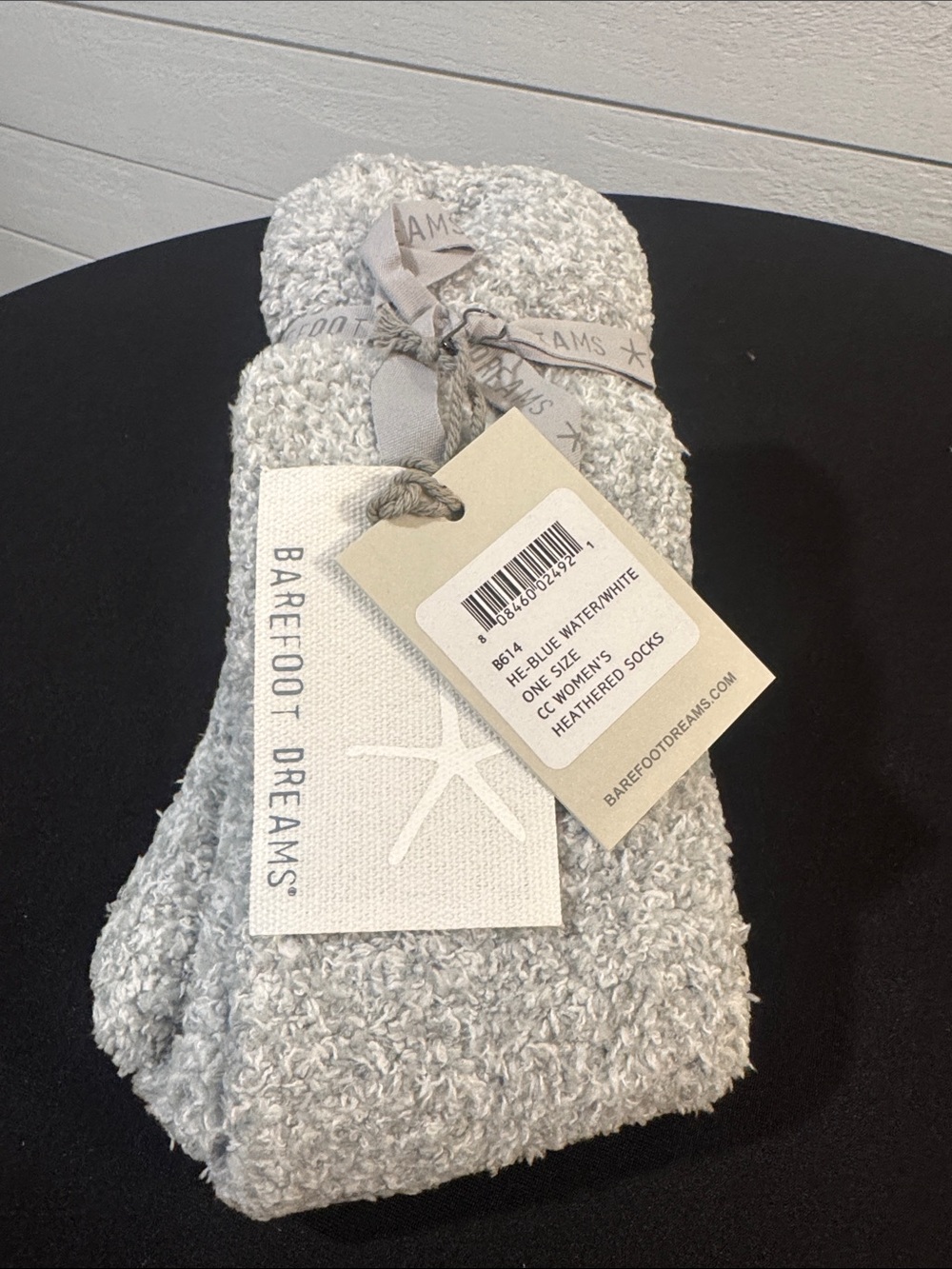 Barefoot Dreams Heathered BlueWater/White Cozy Socks- OS